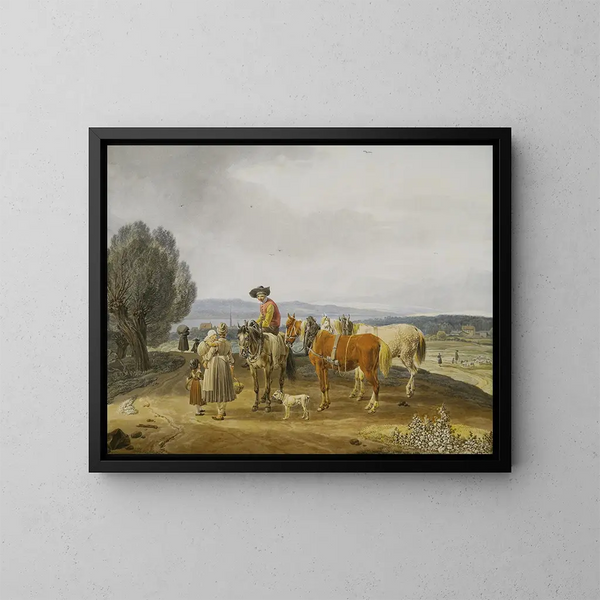 Encuentro en la carretera rural - Wilhelm von Kobell — cuadro enmarcado en la pared