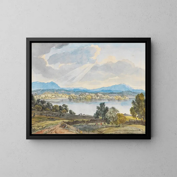 Vista del Staffelsee - Wilhelm von Kobell — cuadro enmarcado en la pared