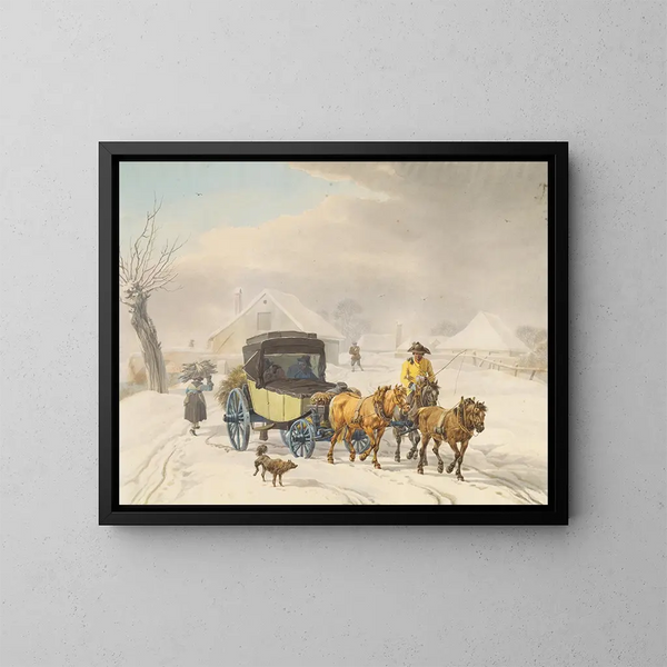 de diligencia en invierno - Wilhelm von Kobell — cuadro enmarcado en la pared