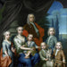 Willem Philip Kops 1695-1756 con su esposa y sus hijos - Frans Decker — presentado en un interior