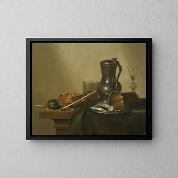 Naturaleza muerta con tabaco - Willem Claesz Heda — cuadro enmarcado en la pared