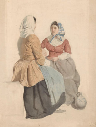 Willem Hendrik Schmidt - Twee zittende vrouwen met een kruik.webp