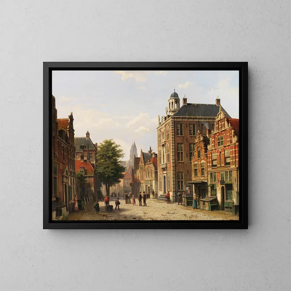 View of a Dutch city in summer - Willem Koekkoek — framed artwork on a wall