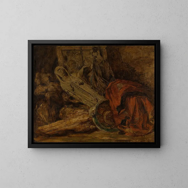 Still life with sculpture - Willem Linnig the Younger — framed artwork on a wall