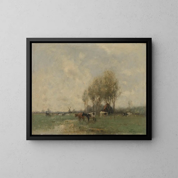Pastizal con vacas - Willem Maris — cuadro enmarcado en la pared