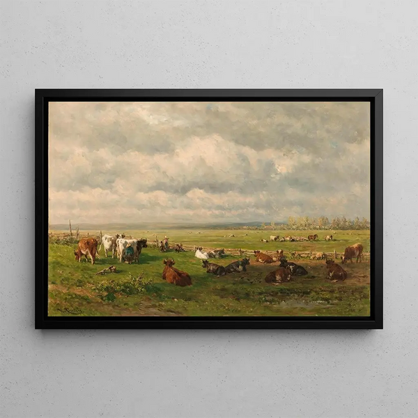 Willem Roelofs - Meadow Landscape with Cattle.webp
