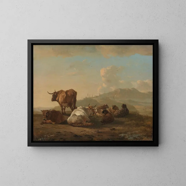 Herds at rest - Willem Romeyn — framed artwork on a wall