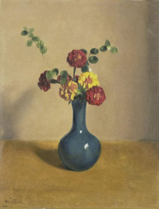 Willem Witsen - Afrikaantjes in een blauw vaasje.webp