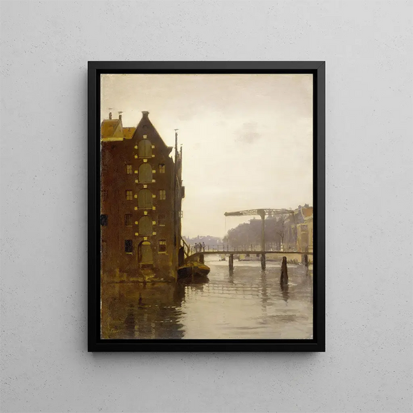 Willem Witsen - Pakhuizen aan een Amsterdamse gracht op Uilenburg.webp