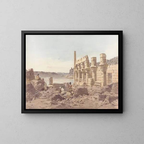 Vista de los templos de Philae en Asuán - Willem de Famars Testas — cuadro enmarcado en la pared