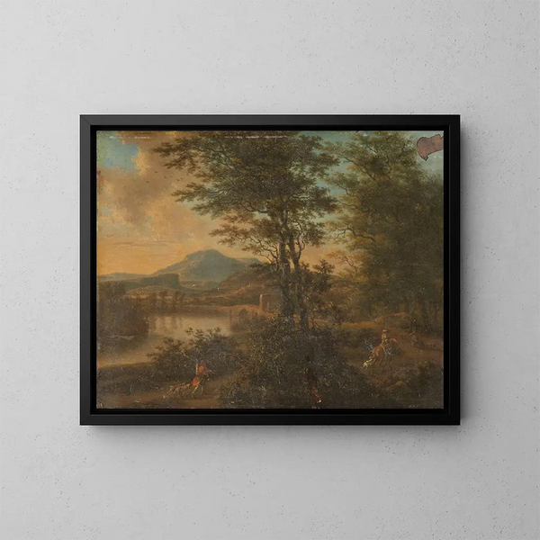 Paisaje italiano al atardecer - Willem de Heusch — cuadro enmarcado en la pared