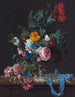 Flower Still Life Painting with a Clock - Willem van Aelst — artwork view