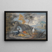 a stork, a pheasant, a capercaillie, and another bird in a landscape - Willem van Royen II — framed artwork on a wall
