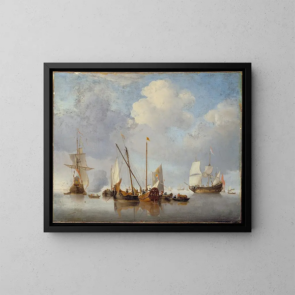 A Calm - Willem van de Velde the Younger — framed artwork on a wall
