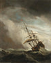 Un barco en alta mar atrapado en una ráfaga de viento - Willem van de Velde el Joven — vista de la obra