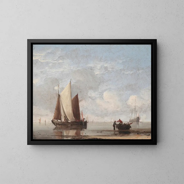 Calm Sea Painting - Willem van de Velde the Younger — framed artwork on a wall