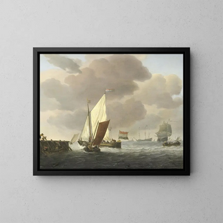 Willem van de Velde the Younger - Ships near the Coast in windy Weather.webp