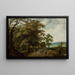 Landscape painting with travelers on the road - Willem van den Bundel — framed artwork on a wall