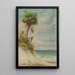 Florida Seascape Painting with Sand Dune and Palm Tree - William Aiken Walker — framed artwork on a wall