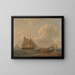 A boat carrying passengers to two anchored ocean liners - William Anderson — framed artwork on a wall