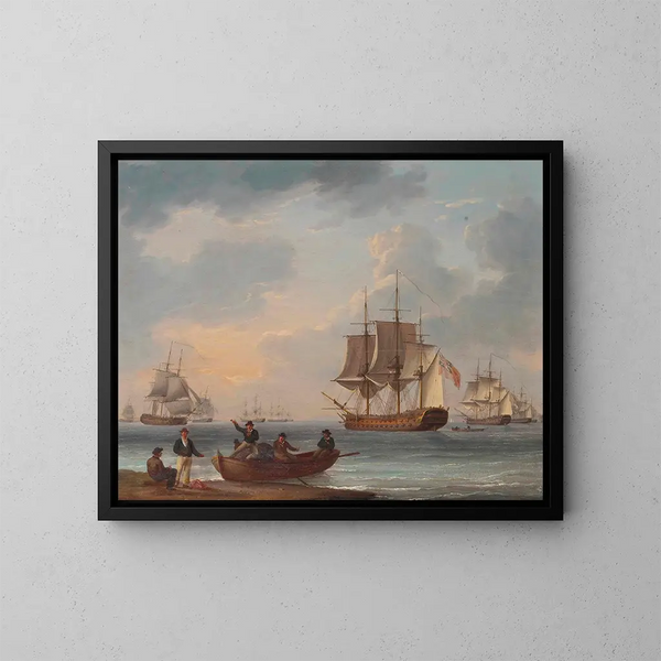 Mariners leaving the coast to join the fleet - William Anderson — framed artwork on a wall