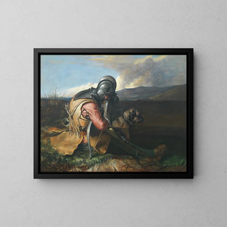William Borthwick Johnstone - A warrior with his dog in an extensive landscape.webp