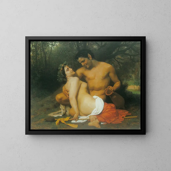 Fauna y Bacante - William Bouguereau — cuadro enmarcado en la pared