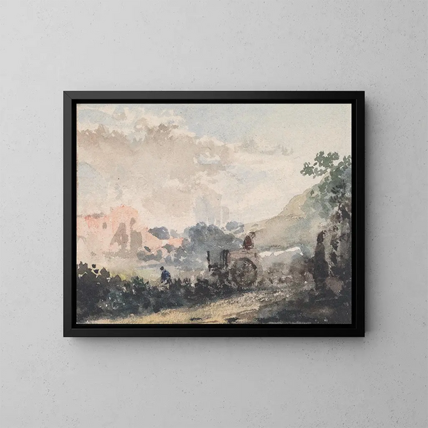 Paisaje con carretilla - William Collins — cuadro enmarcado en la pared