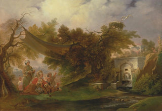 William Daniell - Indian Landscape with Figures near a Stream.webp