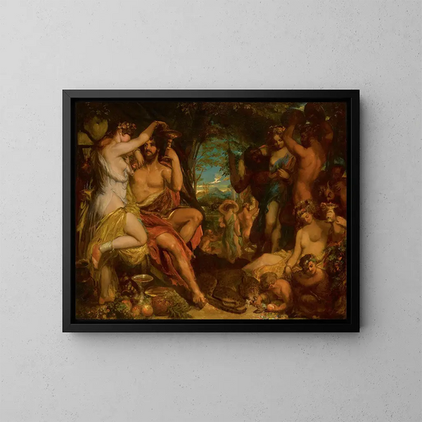 Un festín bacchico - William Etty — cuadro enmarcado en la pared