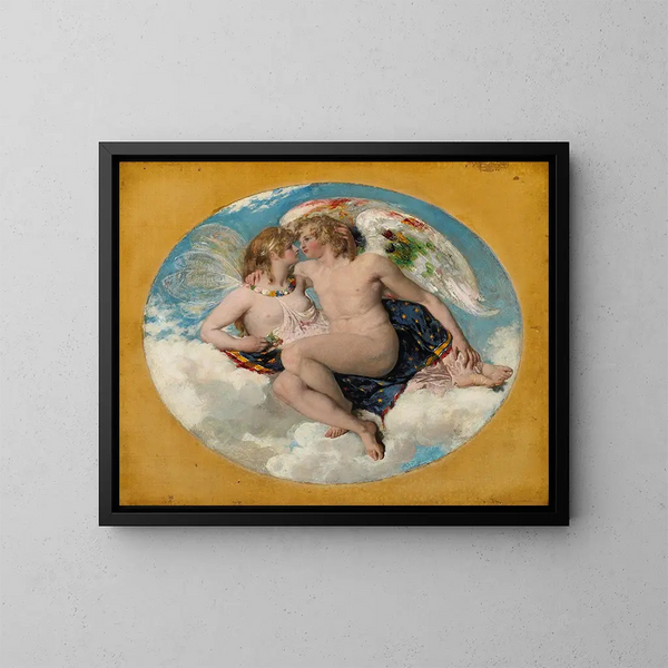 Cupido y Psique - William Etty — cuadro enmarcado en la pared