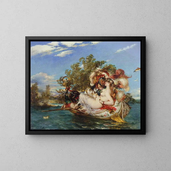 Phaedria y Cymochles - William Etty — cuadro enmarcado en la pared