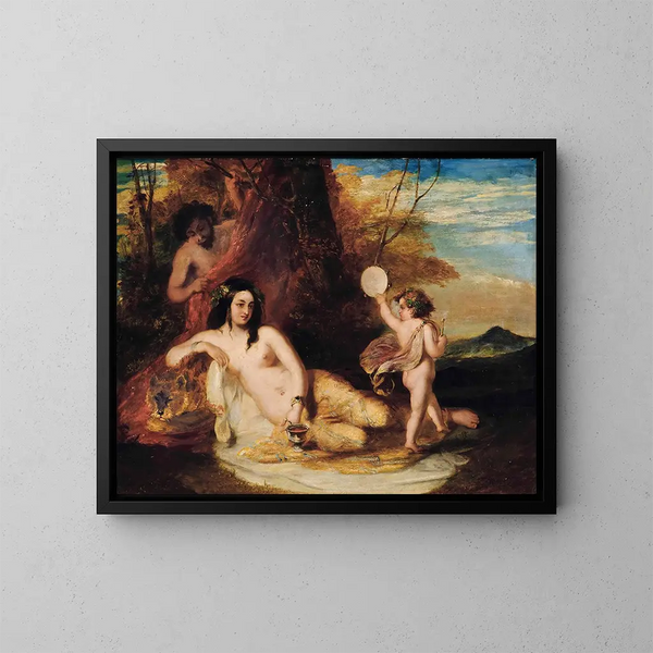 Satyre espionnant une nymphe allongée - William Etty — cuadro enmarcado en la pared