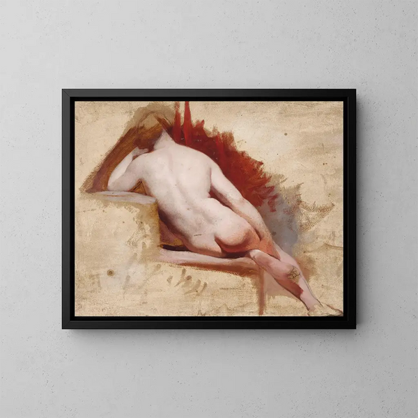 Estudio de desnudo femenino sentado - William Etty — cuadro enmarcado en la pared