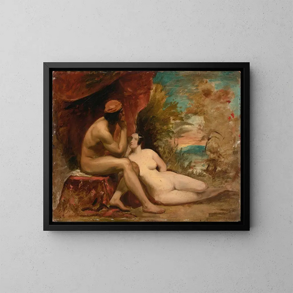Estudio para una familia de bosques - William Etty — cuadro enmarcado en la pared