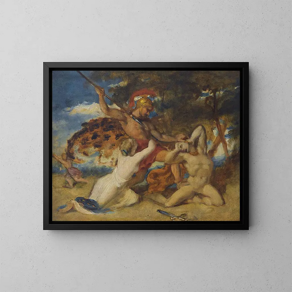 Estudio para la mujer luchadora abogando por los vencidos - William Etty — cuadro enmarcado en la pared