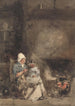 a woman and a child near a fireplace - William Evans de Bristol — artwork view