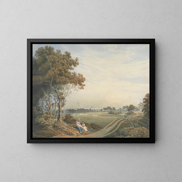 Un vista lejana de la ciudad de Londres desde St John's Wood - William Frederick Wells — cuadro enmarcado en la pared