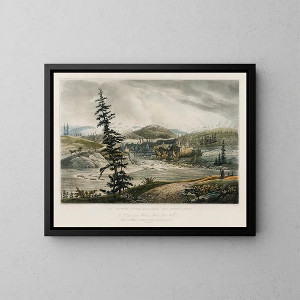 La unión de los ríos Sacandaga y Hudson - William Guy Wall — cuadro enmarcado en la pared
