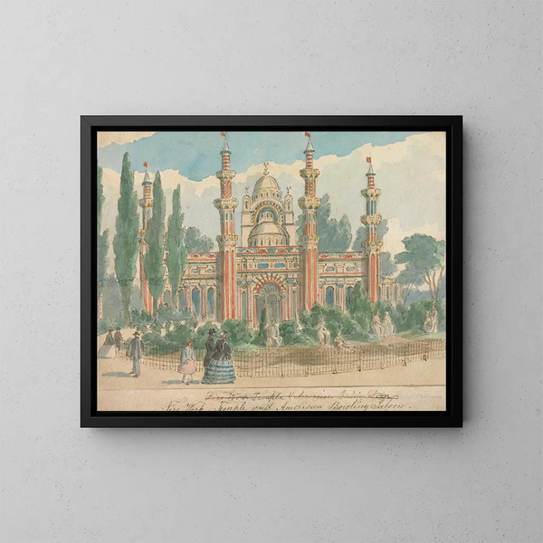 Templo de la pirotecnia y salón del edificio estadounidense - William Henry Brooke — cuadro enmarcado en la pared
