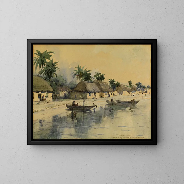 Pueblo indígena, isla de Cozumel, Yucatán - William Henry Holmes — cuadro enmarcado en la pared