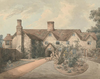William Henry Pyne - A Boy Playing a Drum in the Garden of a Country House.webp