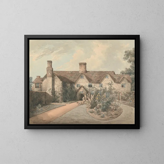 William Henry Pyne - A Boy Playing a Drum in the Garden of a Country House.webp