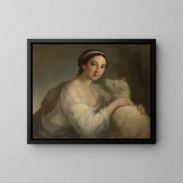 Un retrato de dama en inocencia - William Hoare de Bath — cuadro enmarcado en la pared