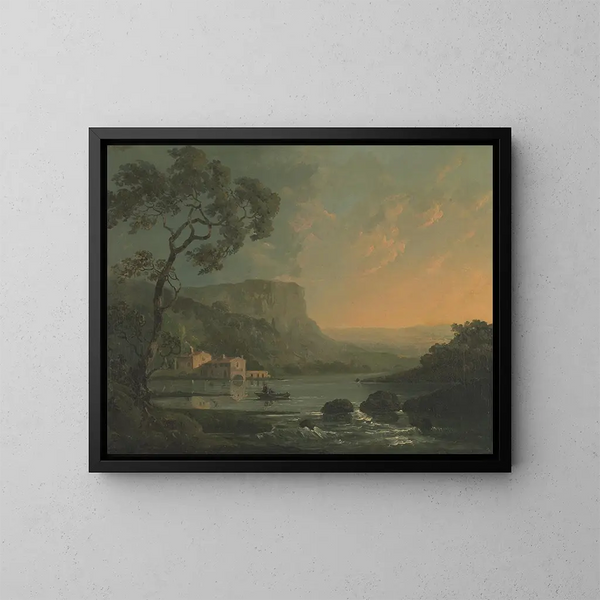 Paisaje con pescadores en un lago - William Hodges — cuadro enmarcado en la pared