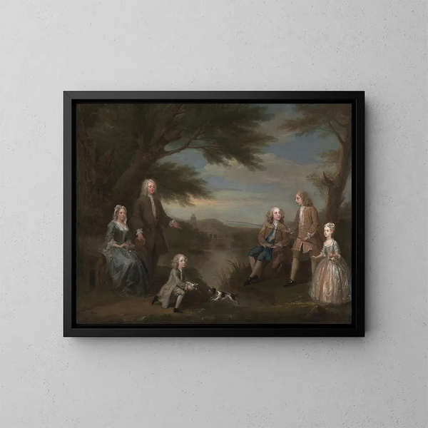 John y Elizabeth Jeffreys y sus hijos - William Hogarth — cuadro enmarcado en la pared