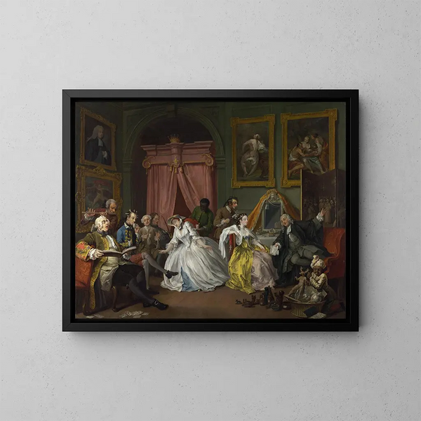 El matrimonio en la moda 4: El aseo - William Hogarth — cuadro enmarcado en la pared