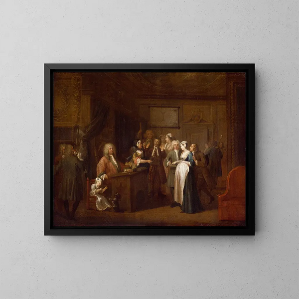 La Dénonciation - William Hogarth — cuadro enmarcado en la pared