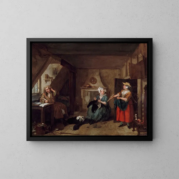 El poeta en apuros - William Hogarth — cuadro enmarcado en la pared