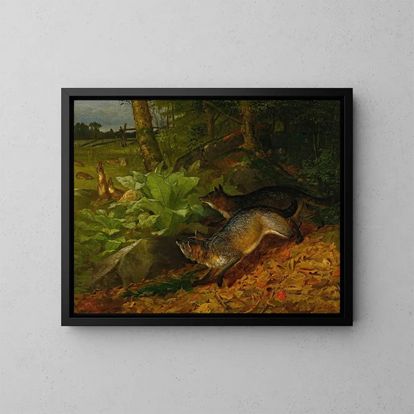 Zorros y conejos - William Holbrook Beard — cuadro enmarcado en la pared